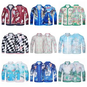 Casa shirt lapel print casual shirt for men and long ladies Loose silk Premium Summer size M-3XL