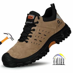 Sapatos de trabalho com ferro anti faísca botas de camurça anti esmagamento sapatos indestrutíveis homens anti punctura sapatos de segurança homem para o trabalho 240220