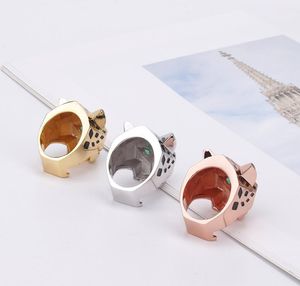 European American popular personalized Hiphop leopard shaped rings creative spot leopard print leopard head ring for men women fashionable jewelry couples Gifts