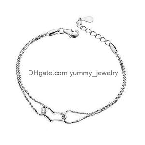 Charm Bracelets Women Charm Bracelet Heart Designs 925 Sterling Sier Plated Lovely Box Chain Gift Fashion Elegant Fine Jewelry With L Dhvje