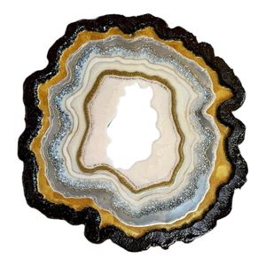 Geode Home Decor Natural Agate Geode Wall Hanging For Living Room Bedroom Office Decor Size 22 Inches Round (Black Gold Silver