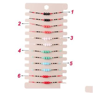 Łańcuch 12pcs/zestaw colorf glass kryształowe koraliki urok Bransolety dla kobiet regulowane tkaninowe nadgarstek biżuteria dziecko dhgarden dhzbt