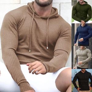Men's Hoodies 2024 Men Casual Long Sleeve Tees Vintage Pullover Man Stitching Hooded Drawstring Sweatshirt Fitness Clothing