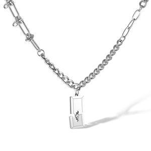 Rostfritt stål kvadrat kort lapptäcke hänge knutkedjor halsband för kvinnor män pojkar smycken mode gåvor