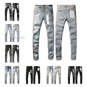 Lila designer för män jeans vandring byxa rippade hip hop high street mode varumärke pantalones vaqueros para hombre motorcykel broderi nära fittin maelove963