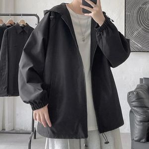 Jaquetas masculinas 2024 primavera outono casual cor sólida moda solta manga longa com capuz jaqueta masculina zíper casaco cardigan outwear branco