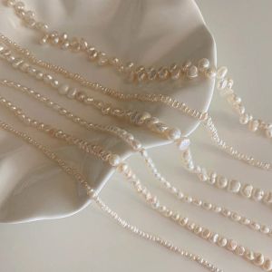 ネックレスミナー複数のフランスの天然淡水真珠の女性のためのエレガントな不規則な真珠チョーカーネックレスウェディングジュエリー