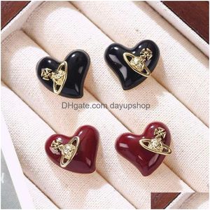 Designer High Quality Red Love Western Empress Dowager New 2023 French Style Autumn And Winter Light End Earrings Drop Delivery Dhrvj