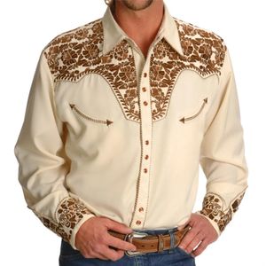 Herren-Oberteile, Western-Arbeitskleidung, Bluse, atmungsaktiv, mit Knopfleiste, lässig, schmal, langärmelig, bequeme Hemden, Vintage-Kleidung 240219