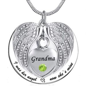 Necklaces Grandma Crystal Cremation Urn Necklace for Ashes Keepsake Cremation Jewelry for Human Ashes Stainless Steel Memorial Pendant