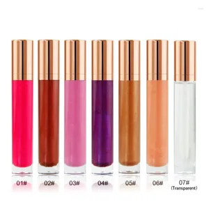 Lip Gloss Etiqueta Personalizada Rosa Ouro 7 Cores Shimmer Molhado Brilhante Líquido Brilhante Atacado À Prova D 'Água Maquiagem Batons 50 pcs