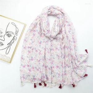 Scarves Luxury Brand Fashion Polka Floral Tassel Viscose Shawl Scarf Lady High Quality Print Wrap Pashmina Stole Bufandas Muslim Hijab