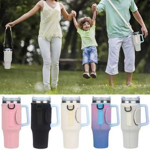 Other Drinkware 40OZ Tumbler With Handle Carrier Holder Adjustable Shoulder Strap Fastener Tape Travel Water Bottle Cup Sleeve Storage Bag Pouch YQ240221