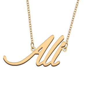 Ali nome colares pingente personalizado para mulheres meninas crianças melhores amigos mães presentes 18k banhado a ouro aço inoxidável