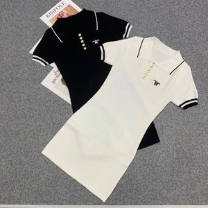 Damskie letnie Turn Down Coll Color Block Logo Haft Haft z krótkim rękawem sukienka polo SML