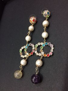 Colore della moda penzolamento Orecchini perle per perle per donne amanti del matrimonio Gioielli regalo con borsa in flanella
