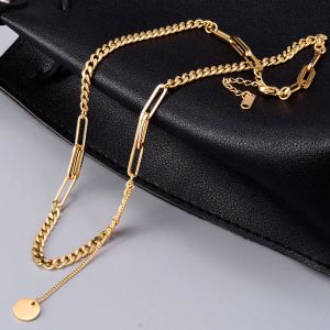 Colares Amaiyllis 18k ouro minimalista metal hip hop estilo industrial suéter shain metal clavícula colar para mulheres jóias presente