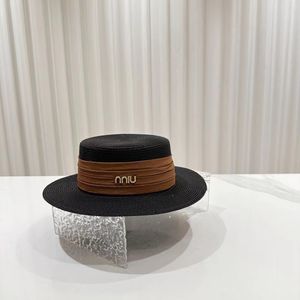 Mui Mui Straw Hat Classic Miumius نفس الأسلوب الرجال والنساء كبير الحافة 2024 جديدة