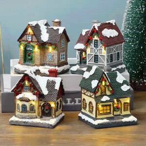 Christmas Decorations Decoration Led Luminous Hut Village House Building Resin Home Display Party Ornament Holiday Gift Decor Orna275n