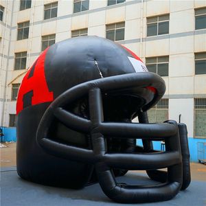 10 x 5 x 6 mH (33 x 16,5 x 20 Fuß) im Großhandel, kundenspezifische Farbe, riesiger aufblasbarer Leoparden-Helm mit aufblasbarem Tunnel, Ballon-Helm für Fußballspiel, Sport-Dekoration3