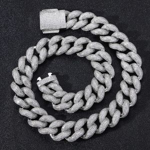 BES Anpassad isad 18mm 925 Sterling Silver Prong VVS Moissanite Diamond Chunky Tennis Cuban Link Chain Halsband för män