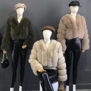 Fur 2024 New Style Women Winter Fur Coat Real Fox Fur Jacket Natural Fox Fur Short Style Clothing Full Length Sleeve Female Coat