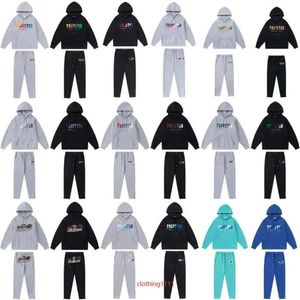 2024 Mens Trapstar Tracksuits Sweater Trousers Set Designer Streetwear Sweatshirts Sports Suit Embroidery Plush Letter Decoration Thick Hoodies Men Pant