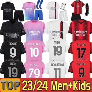 23-24 Fourth PULISIC RAFA LEAO Soccer Jerseys IBRAHIMOVIC GIROUD 2023 2024 THEO TONALI ROMAGNOLI S.CASTILLEJO BRAHIM KOCHE MILANS 4th men kids kits Football Shirt