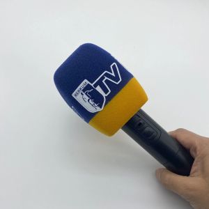Converter Squre Flocking Microphone Sponge Printing Cover Customized Mic Windscreens Foam For TV Stations Reporters Intervju