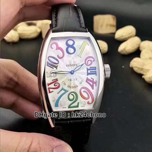 Orologio automatico da uomo di alta qualità Crazy Hours 8880 CH COL DRM quadrante bianco cassa in acciaio orologi sportivi da uomo cinturino in pelle nera307Y