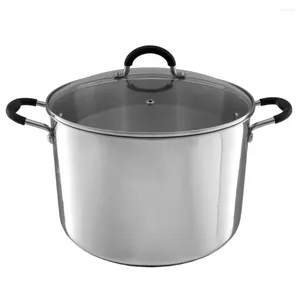 Pans BOUSSAC Large Stock Pot-Stainless Steel Pot With Lid-Compatible Electric Gas Induction Or Cooktops-12-Quart Capacity