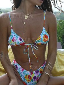 Kvinnors badkläder Rinabe Print Bikini Biquini String baddräkt Högskuren Bikini Set Bathing Suit Kvinnor Badkläder Beachwear Tvådeldräkter T240222