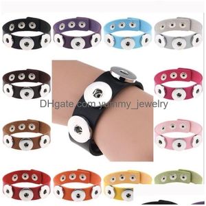 Charm Bilezikler Noosa parçaları Snap Bilezik Takılar 18mm Metal Düğme Deri Bangles Zencefil İfadesi Erkekler İçin Takılar Deliv Dhl8p