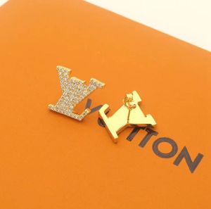 Luxury Brand Jewelry Simple Letter Stud Earring For Women Elegant Party Diamond Earrings