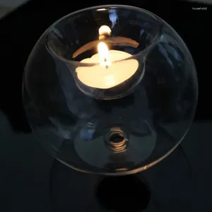 Candle Holders Transparent Glass Holder Fashion Wedding Dinner Table Decoration Round Bubble Hollow Candlestick