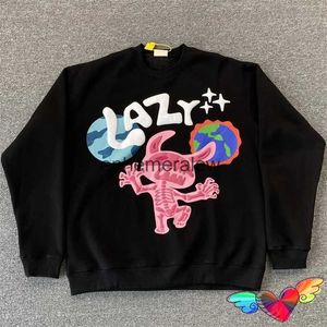 Мужские толстовки с капюшоном Черные толстовки Broken Planet Market Lazy Crewneck Мужчины Женщины Слоеный принт Толстовки Broken Planet Флисовые пуловеры Свободная толстовка H24222