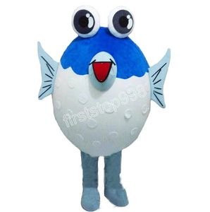 Super bonito puffer peixe mascote trajes natal fantasia vestido de festa personagem dos desenhos animados terno adulto tamanho carnaval páscoa publicidade tema roupas