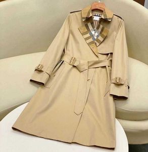 Trench Coats Designer longo trench coat Primavera Outono novo temperamento high-end estilo britânico casaco corta-vento duplo breasted rendas até cintura JRYO