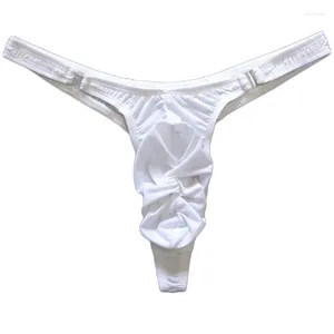 Underbyxor mäns sexiga trosor elastiska t-back andas med spänne bulge påse perspektiv manlig bikini underkläder