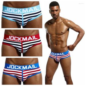 Underpants Large Size Sports Quick-drying Men's Underwear Striped-print Cotton Boxer Briefs Sexy Sissy Gay Bikini Panties Rugby Sweatpants