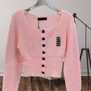Womens Sweater Designer Sweaters Women Single Row Heart Buttons Square Neck Knitwear Bottoming Cardigan Knit Coat Long Sleeve Knitted Top