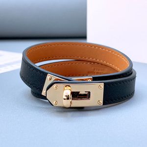 hochwertiger Markenschmuck aus echtem Leder, echtes Lederarmband für Damen, glatte Oberfläche