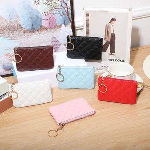 Mini kadın pu deri fermuarlı para cüzdanı anahtar zinciri moda küçük çanta para tasarımcısı el torbası kısa değişim torbası para çanta
