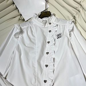Letters Women White Blouse Shirt Luxury Designer Elegant Tops Spring Summer Casual Long Sleeve Street Style Shirts