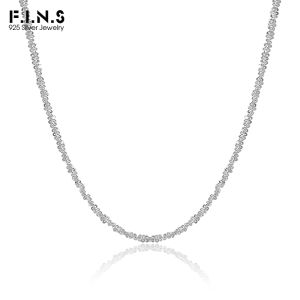 Necklaces F.I.N.S Korean Fashion Sparkling 2MM Cauliflower Chain S925 Sterling Silver Necklace Clavicle Chain Fashion Stackable Fine Jewel
