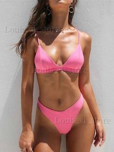 Kvinnors badkläder thong bikinis 2023 kvinnor sexiga badkläder kvinnliga baddräkter solida bikini set svart brasiliansk biquini baddräkt strandkläder t240222