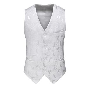 Ny herrdräkt Vest Wedding Dress Slim Top Beer Bottle Vest Korean Fashion Men's Single Breasted White