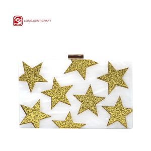 Women's new acrylic star pattern Handbag simple fashion One Shoulder Messenger Bag 240222 240222
