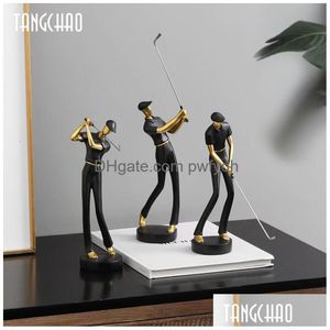 Vävnadslådor servetter Creative Human Statue Harts Art Golf Scpture Office Decor Accessories Modern Craft Home Decoration Cabinet Ta DHCG5