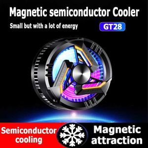 Andra mobiltelefontillbehör GT28 Telefon Semiconductor Magnetic Cooler Cooling Fan för iPhone Android Semiconductor Cooling Strong Magnetic Small Portable 240222